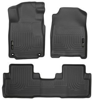 Honda CR-V Floor Liners - Front + Second Row - Husky Liners - WeatherBeater - Black - 2016 Honda CR-V Floor Liners - Front + Second Row - Husky Liners - WeatherBeater - Black - 2016